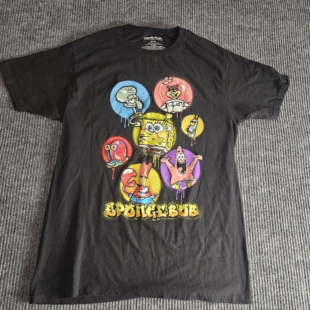 SpongeBob SquarePants Shirt Mens Medium Black Nickelodeon Characters Graphic Tee